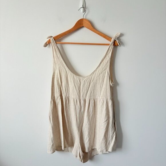 Princess Polly Tay Linen Blend Romper NWT Beige Size 10 - Picture 4 of 8